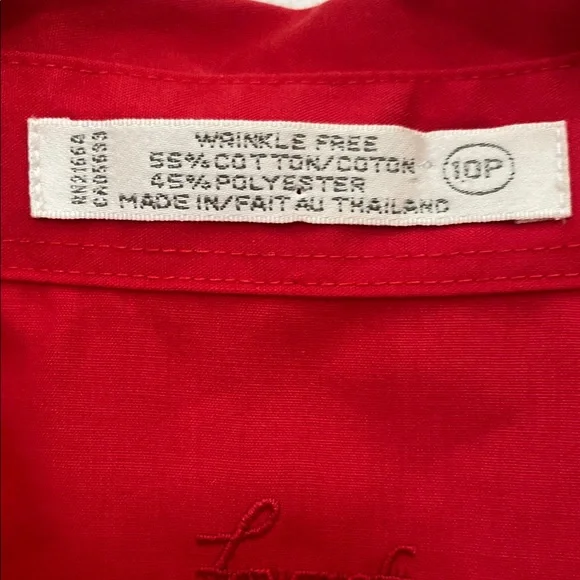 Foxcroft Red Long Sleeve Button Down Shirt with Notched Collar - Picture 3 of 7